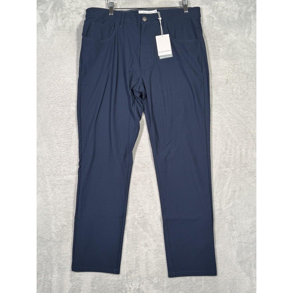 Henry Dean Pants Mens 34x28 Blue Chino Regular Fit Lightweight Travel Casual
